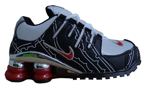 Tênis Infantil Nike Shox NZ Preto e Branco e Vermelho